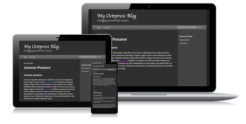 Octopress themes on laptop, tablet, mobile